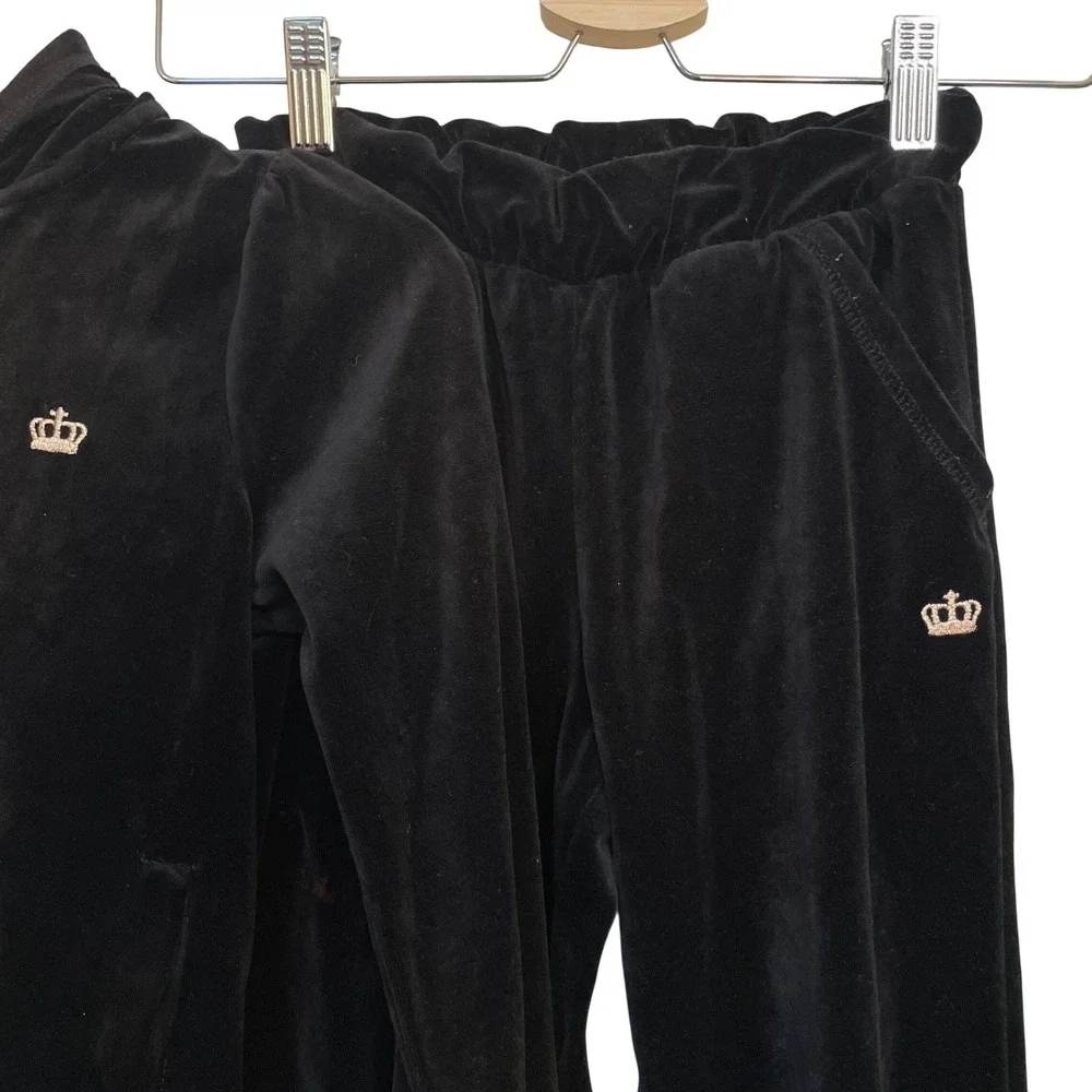 Juicy by Juicy Couture Girls‎ Black Velour Tracksuit Hoodie & Pants Set 7/8 S